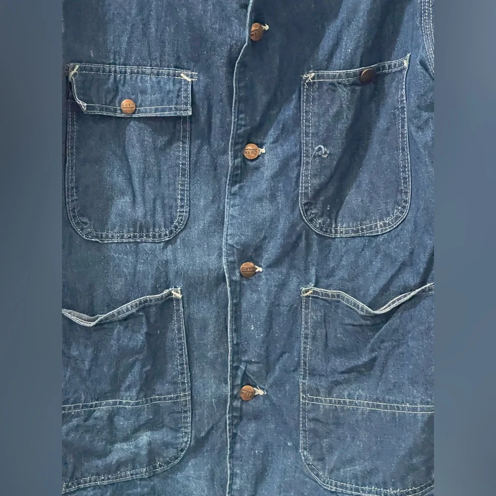 Vintage Montgomery Ward Denim Blanket Lined Worker‎ Jacket 42L